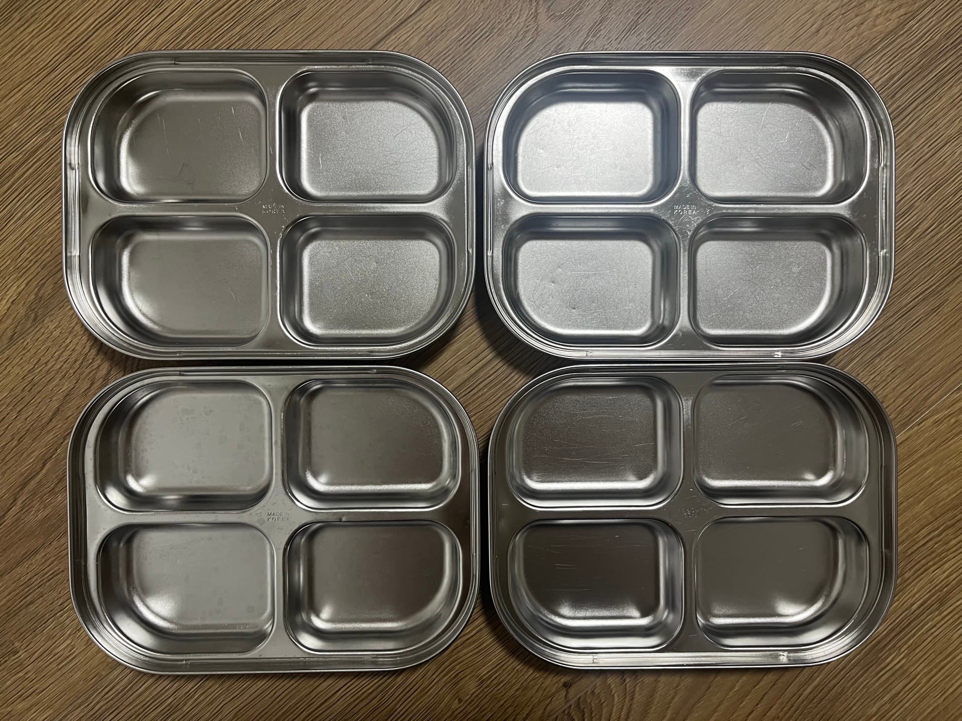한국산 스텐 식판 4칸, 4개