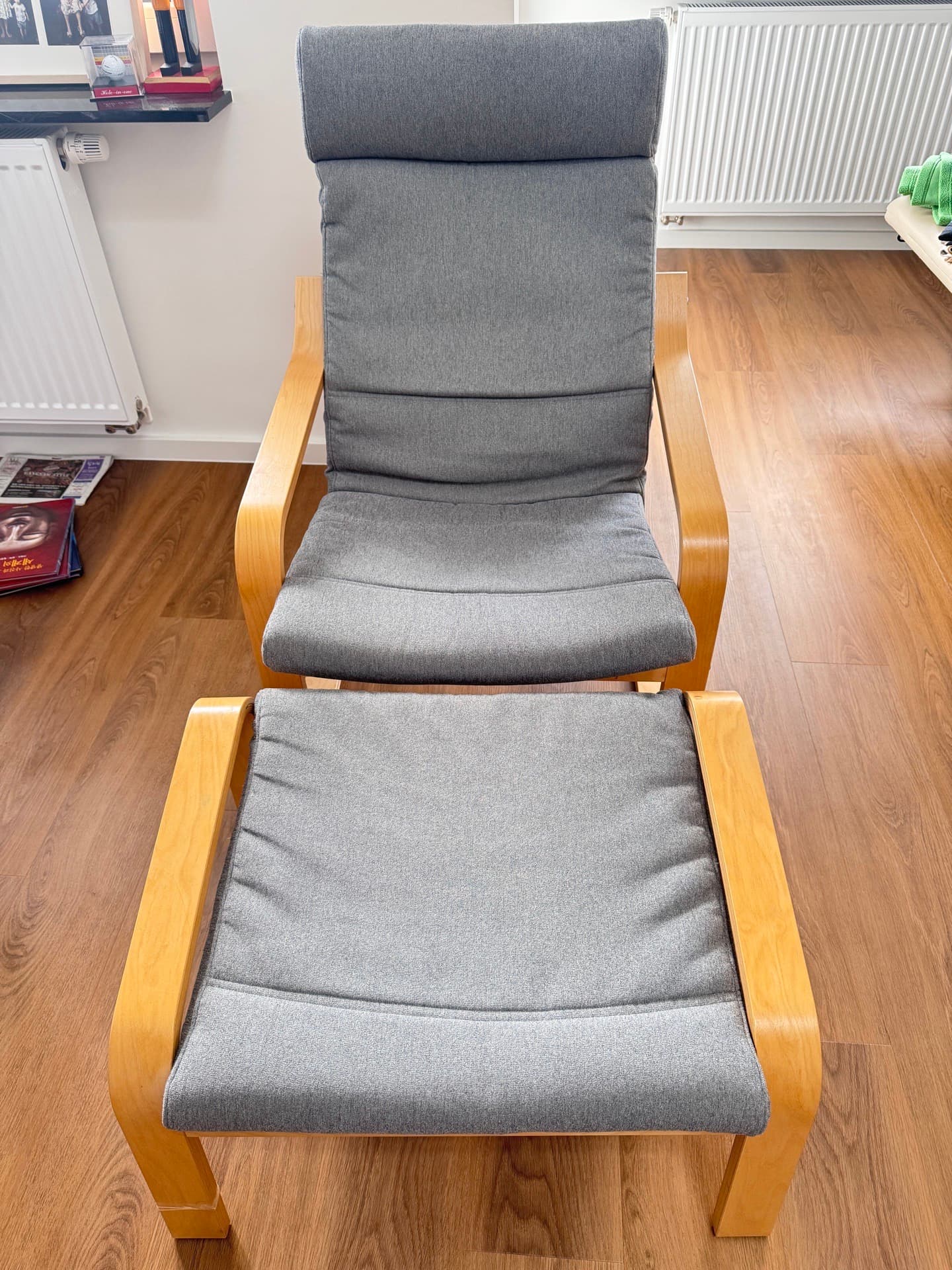 이케아 포엥 암체어+스툴 (의자+발받침)